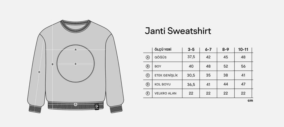 Beden Tablosu - Pembe Sweatshirt